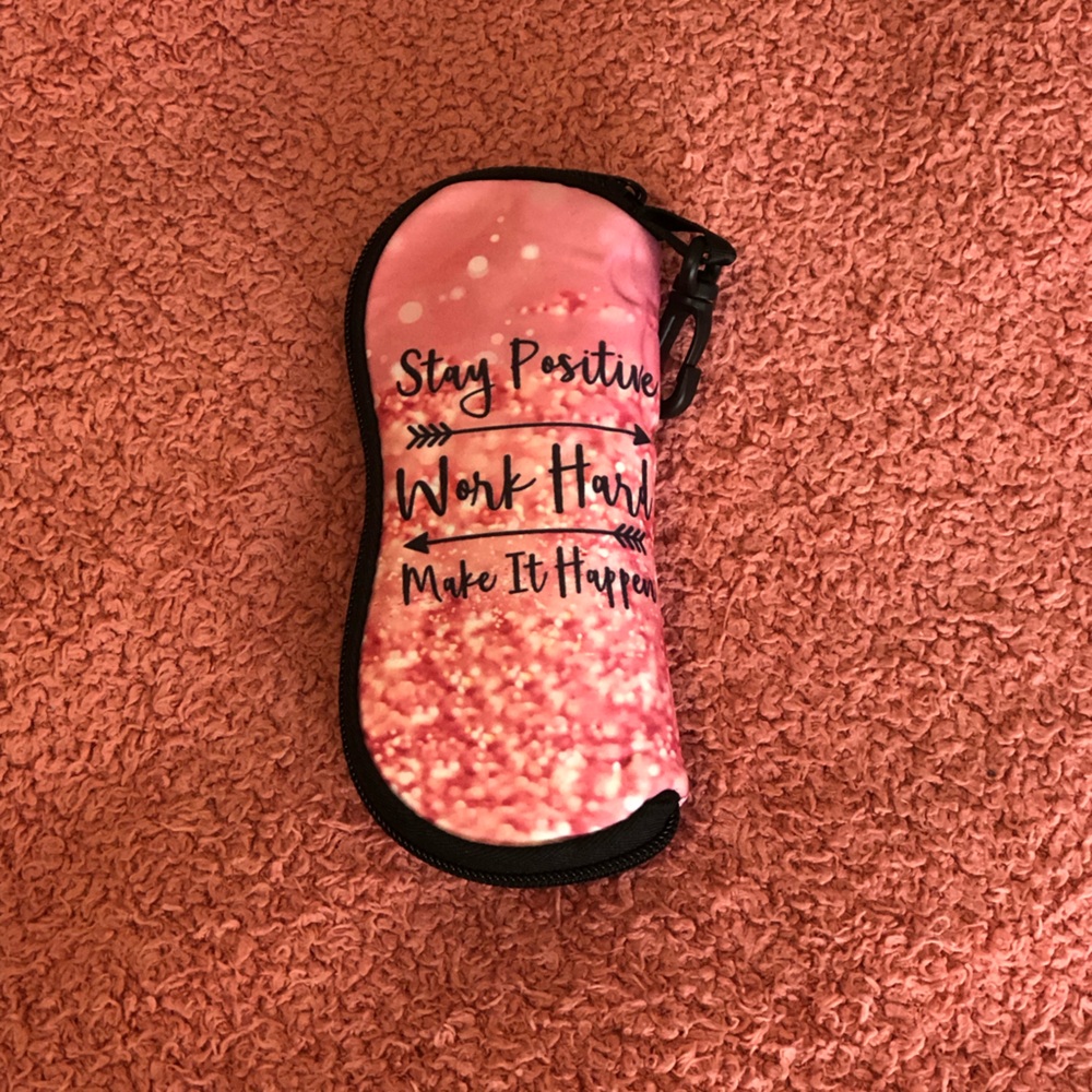 Pink Sparkle Sunglasses Case with Zip Closure